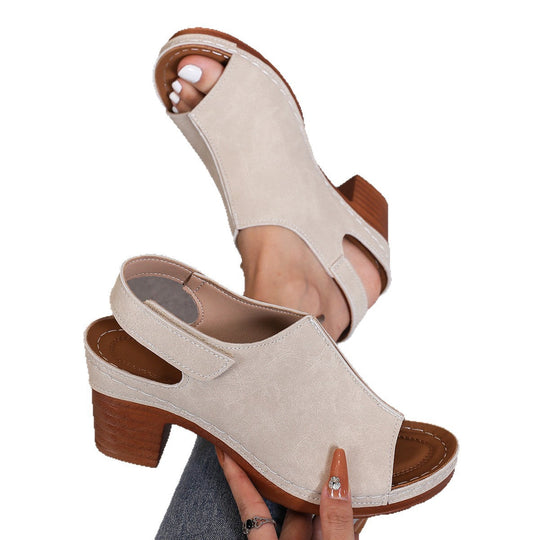 Damen Clogs mit elegantem offenes Design und komfortablem Blockabsatz