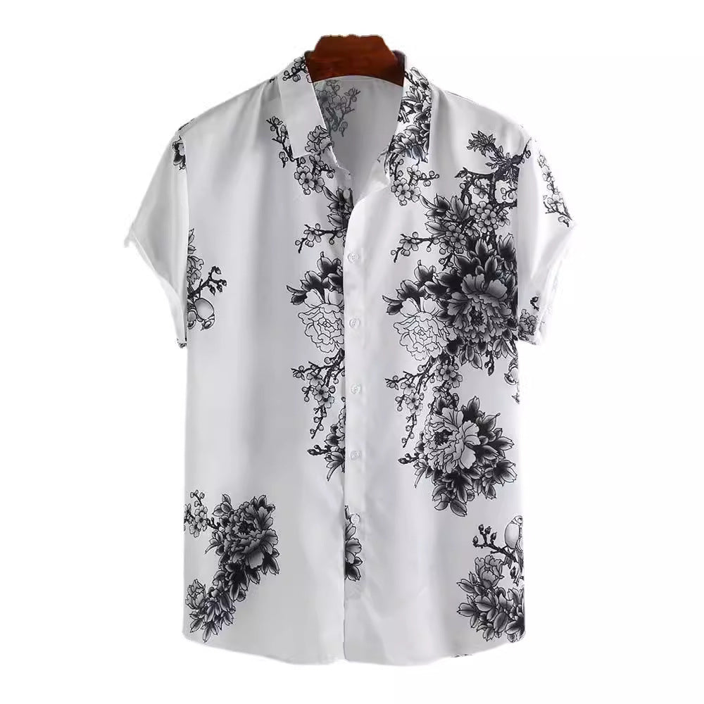 Herren Kurzarmhemd mit elegantem floralem Druck und hochwertigem Material
