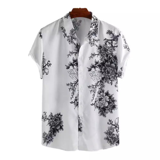 Herren Kurzarmhemd mit elegantem floralem Druck und hochwertigem Material