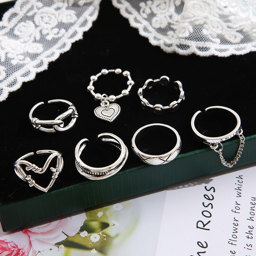 Damen Ring-Set mit filigranen Herz- und minimalistischen Designs Shop Nory