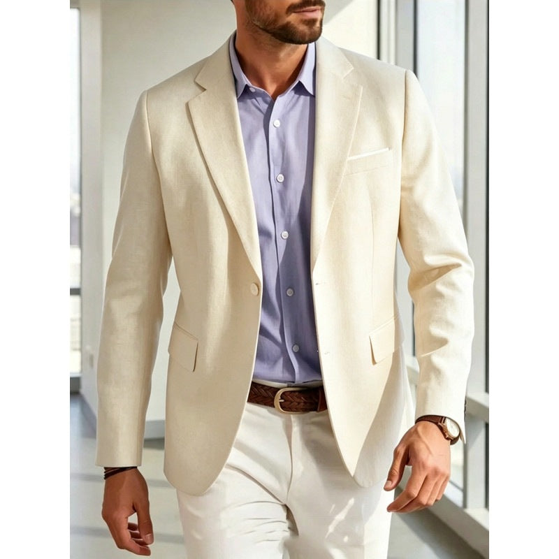 Herren Sommerliches Leinen-Blazer-Sakko mit atmungsaktivem Gewebe und taillierter Passform Shop Nory