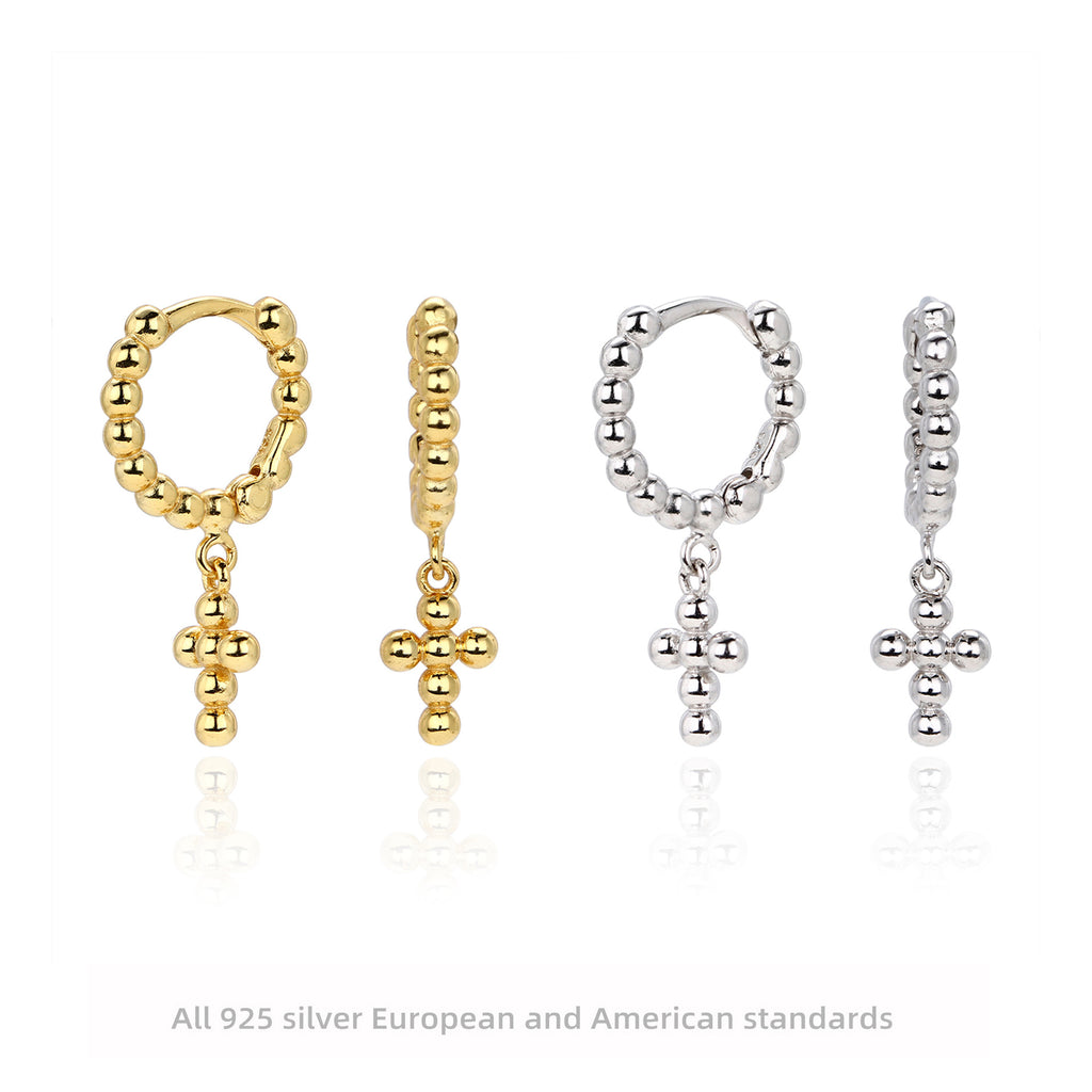 Damen Creolen Ohrringe mit Kreuzdesign aus 925 Sterling Silber Shop Nory