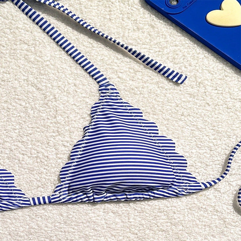Damen Triangel-Bikini-Set mit verspieltem Rüschendesign und verstellbaren BindShopnoryändern
