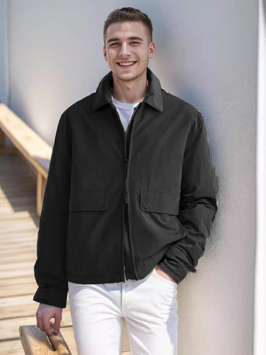 Herren Leichte Zip‑Jacke im Harrington‑Stil mit Pattentaschen Shop Nory