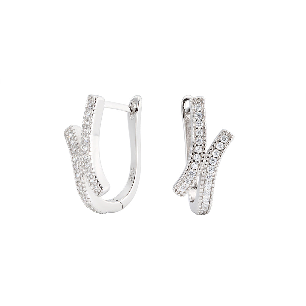 Damen Creolen mit elegantem Zirkonbesatz und modernem geschwungenem Design Shop Nory