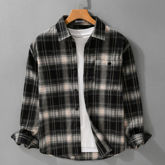 Herren Kariertes Flanell‑Hemdjacke im Overshirt‑Stil mit weich gebürsteter Oberfläche Shop Nory