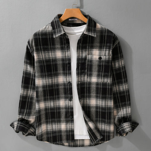 Herren Kariertes Flanell‑Hemdjacke im Overshirt‑Stil mit weich gebürsteter Oberfläche Shop Nory