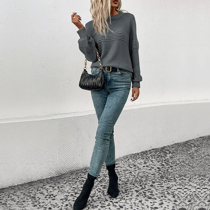 Damen Feinstrick‑Pullover mit horizontaler Rippenpasse und gerippten Bündchen Shop Nory