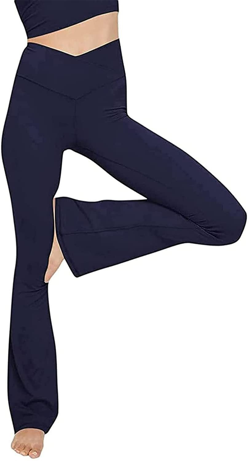 Damen Bootcut Yoga-Hose aus elastischem Material mit hohem Bund Shopnory