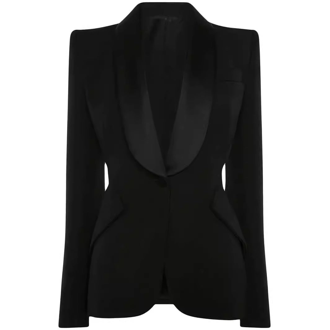 Damen Elegantes Smokingset im Tailoring mit tailliertem Einreihblazer und weiter Palazzohose Shop Nory