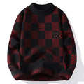 Herren karierter Oversize-Strickpullover mit Rundhalsausschnitt, weichem Feinstrick und strukturierter Jacquard-Musterung Shop Nory
