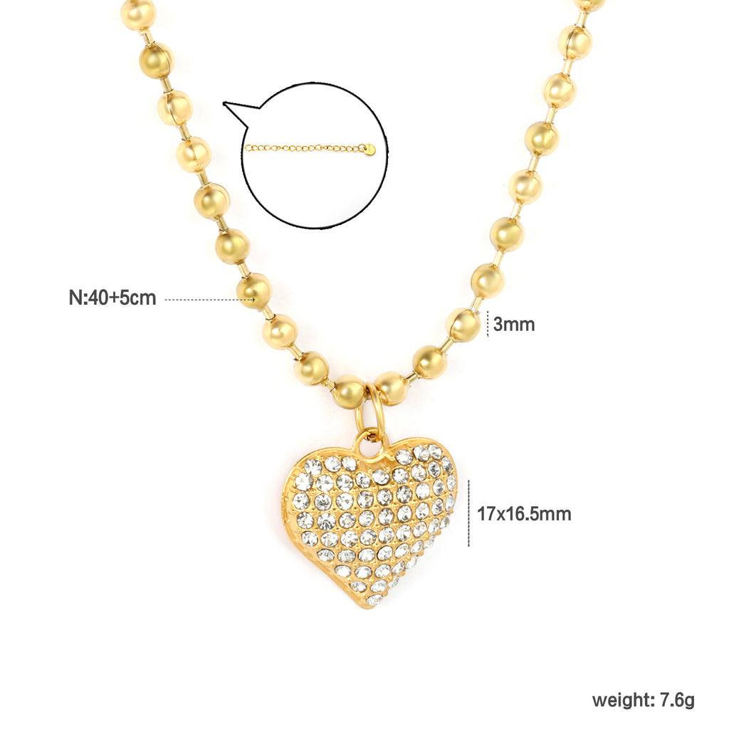 Damen Halskette mit Herz-Anhänger und funkelnden Kristallen Shop Nory
