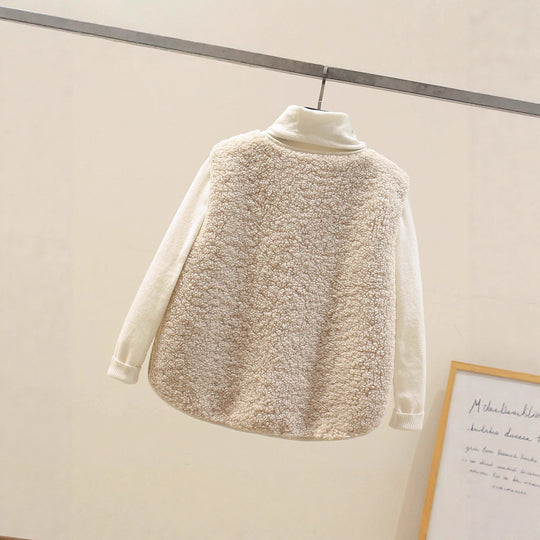 Damen Ärmellose Teddyweste mit Knopfleiste und aufgesetzten Taschen Shop Nory