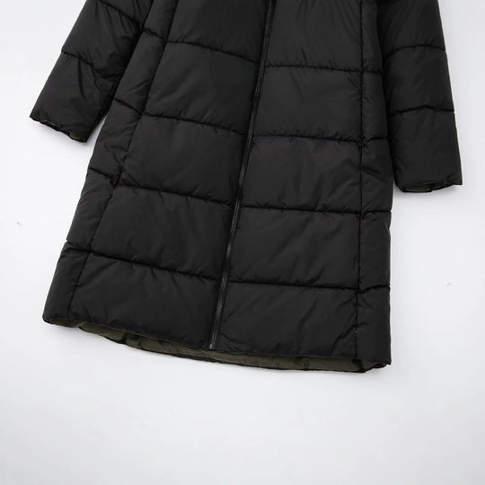 Damen langer gesteppter Winterparka mit Kapuze Shop Nory