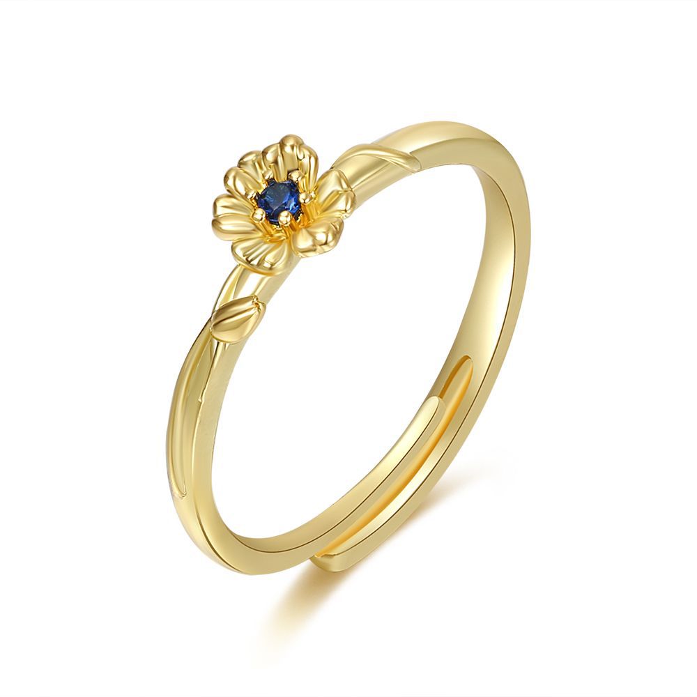 Damen Zarter Blumenring mit funkelndem Stein Shop Nory