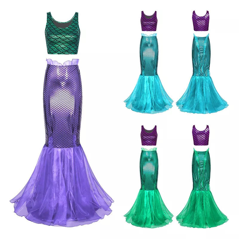 Damen Meerjungfrau-Kleid mit schimmerndem Oberteil und voluminösem Tüllrock Shopnory