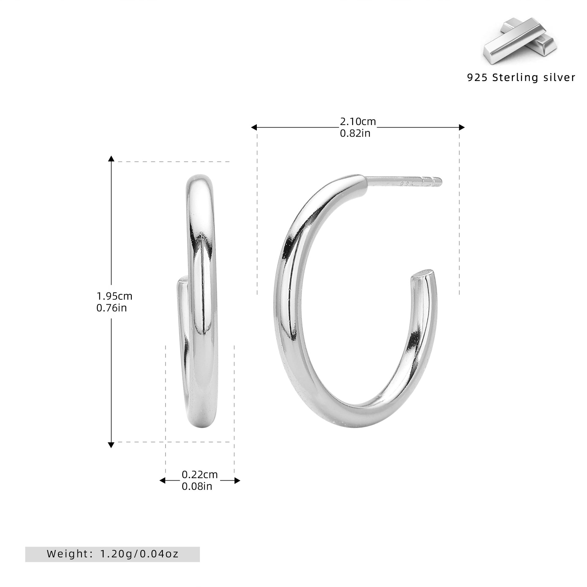 Damen Creolen Ohrstecker aus hochwertigem 925 Sterling Silber mit elegantem, geschwungenem Design Shop Nory