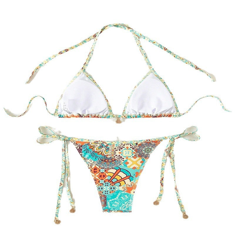 Damen Triangel-Bikini mit verspieltem Design und verstellbaren Bändern Shopnory