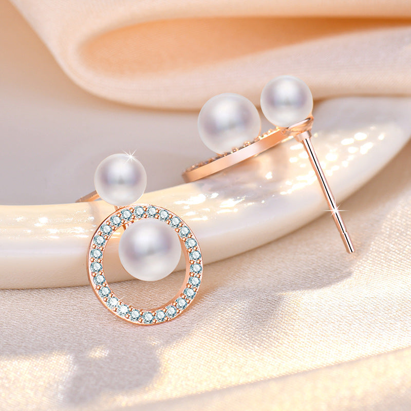 Damen-Ohrstecker mit eleganten Perlen und funkelnden Zirkonia Shop Nory