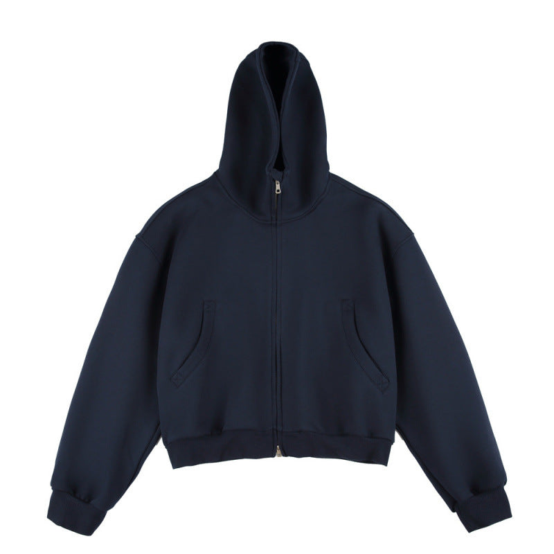 [Unisex] Kurze Boxy-Kapuzenjacke mit durchgehendem Reißverschluss und eingesetzten Eingrifftaschen Shop Nory