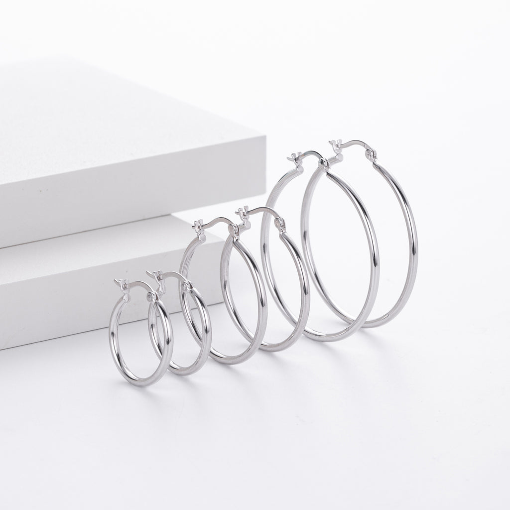 Damen Creolen im eleganten, minimalistischen Design aus 925 Sterling Silber Shop Nory