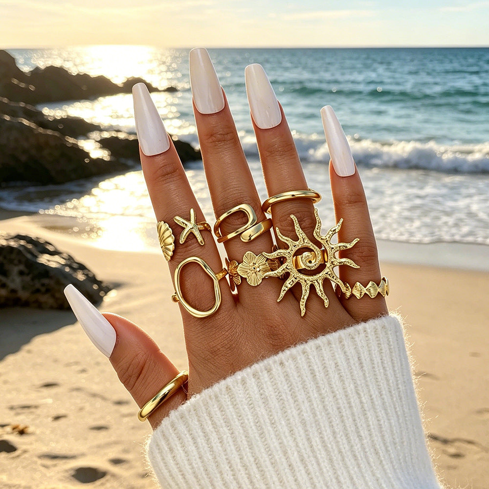 Damen modisches Ring-Set mit maritimem Design Shop Nory