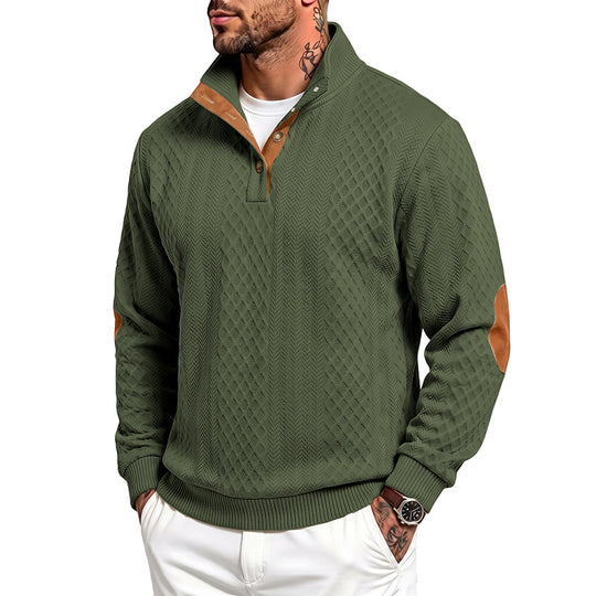 Herren Feinstrukturierter Troyer-Pullover mit Kragenbesatz und Ellbogen-Patches Shop Nory