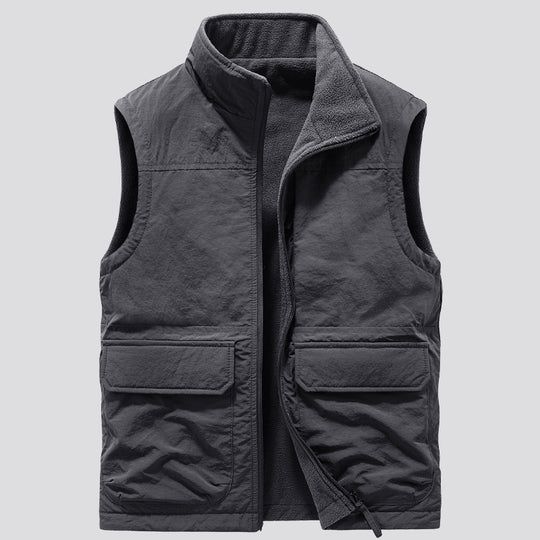 Herren Outdoor-Utilityweste mit Fleece-Innenlage, hohem Stehkragen und Frontklappentaschen Shop Nory