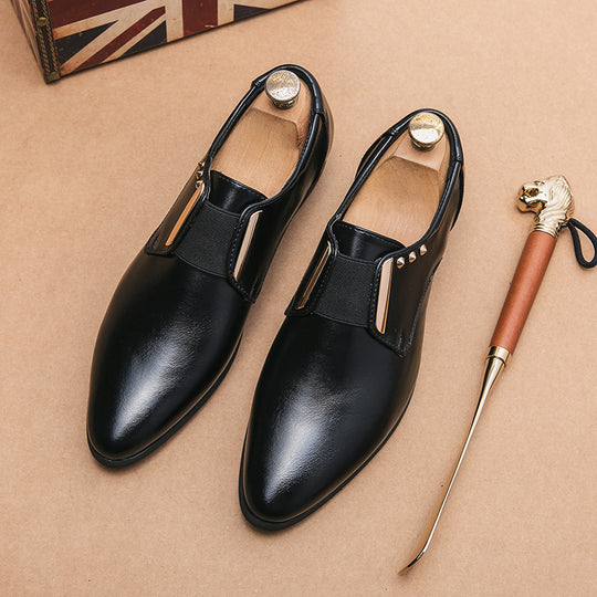 Herren elegante spitze Slip-On Business-Halbschuhe mit elastischer Gummilasche und dekorativen Metallapplikationen Shop Nory