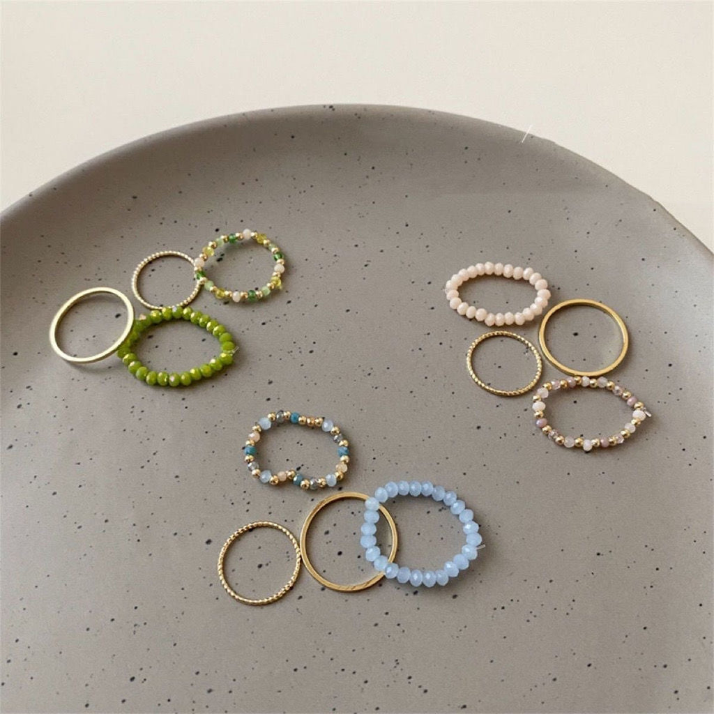 Damen Ring-Set mit zarten Naturstein-Elementen und funkelnden Akzenten Shop Nory