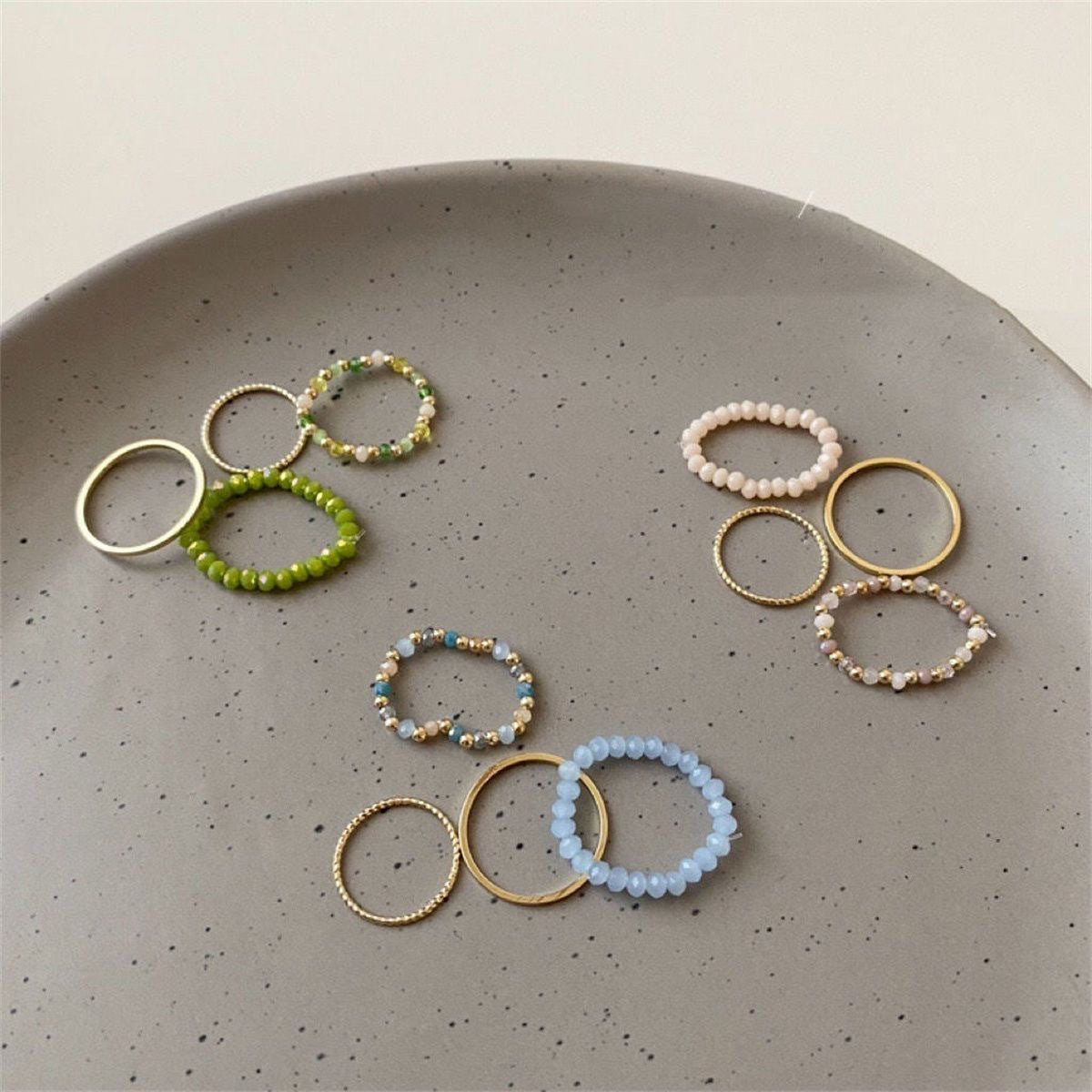 Damen Ring-Set mit zarten Naturstein-Elementen und funkelnden Akzenten Shop Nory