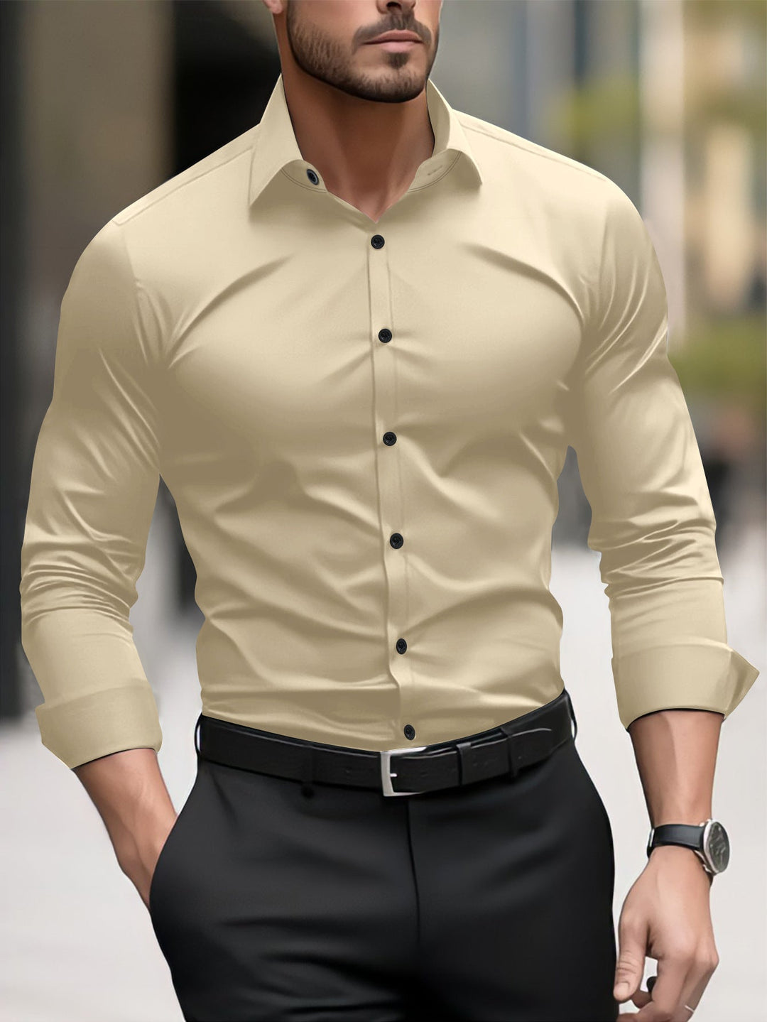 Herren Slim-Fit Langarmhemd mit modernem Schnitt und eleganten Akzenten