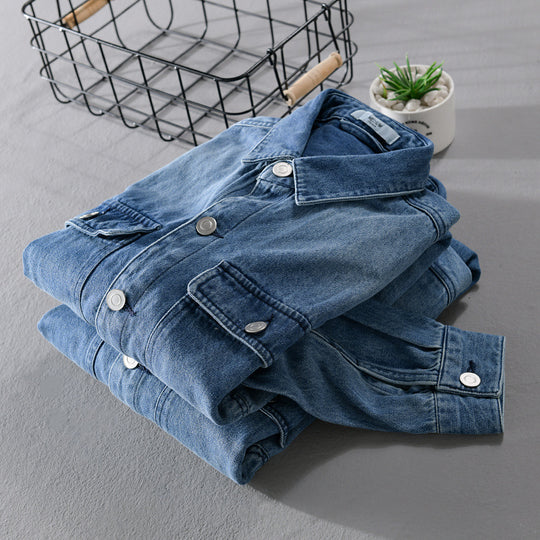 Herren Denim-Utility-Hemdjacke mit Brusttaschen und legerer Passform Shop Nory