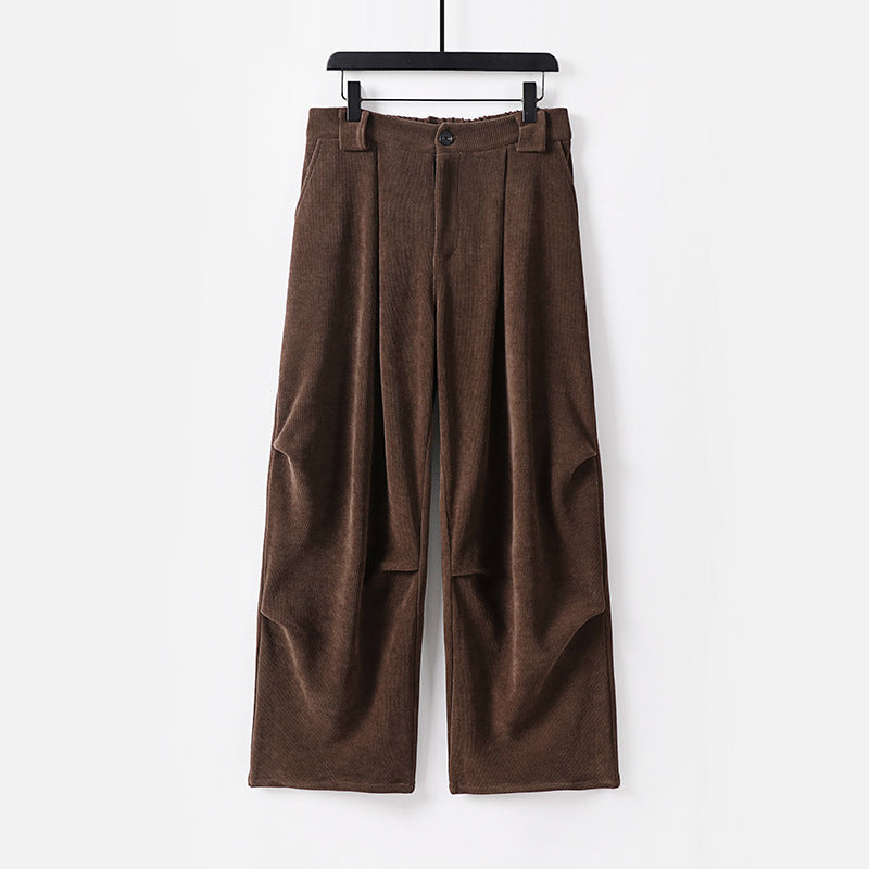 Damen Weite Cordhose mit hoher Taille, Bundfalten und Eingrifftaschen Shop Nory