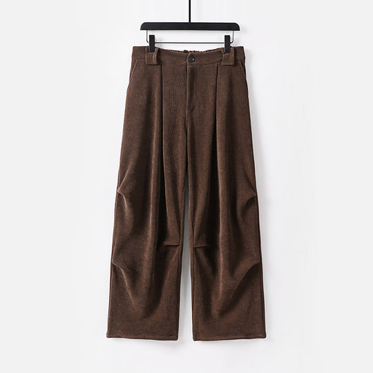 Damen Weite Cordhose mit hoher Taille, Bundfalten und Eingrifftaschen Shop Nory