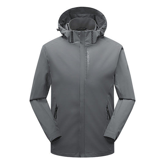 Herren leichter wasserdichter Softshell‑Hoodie mit Kapuze und Tarn‑Hex‑Alloverprint Shop Nory