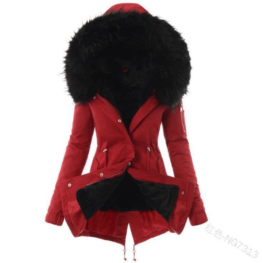 Damen Taillierter Winterparka mit kuscheligem Teddyfutter und großer Kapuze Shop Nory