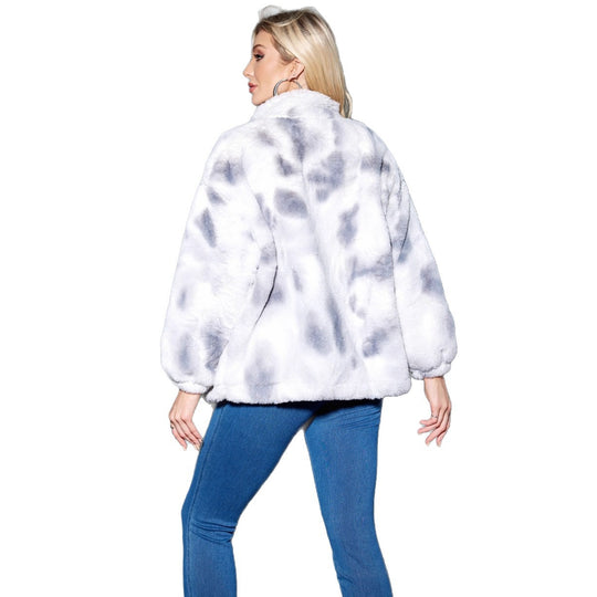 Damen Kuschelige Kunstfelljacke mit Stehkragen & Frontreißverschluss Shop Nory