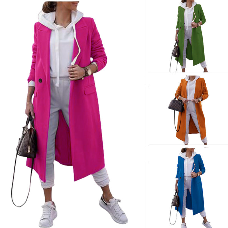Damen modischer Oversize-Mantel mit elegantem Revers und praktischen Taschen