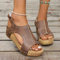 Damen Keil-Sandalen mit modischem Korkdesign und verstellbarem Riemen
