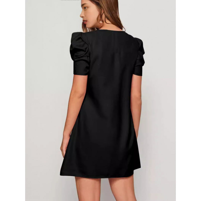 Damen Kurzärmeliges Minikleid mit Puffärmeln und A-Linie