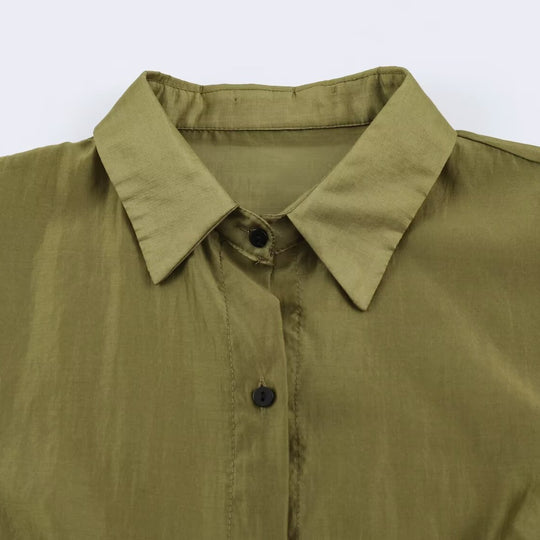 Damen Seidenähnliche Bluse mit Volumenärmeln, Stufenrüschen und Smokbündchen Shop Nory