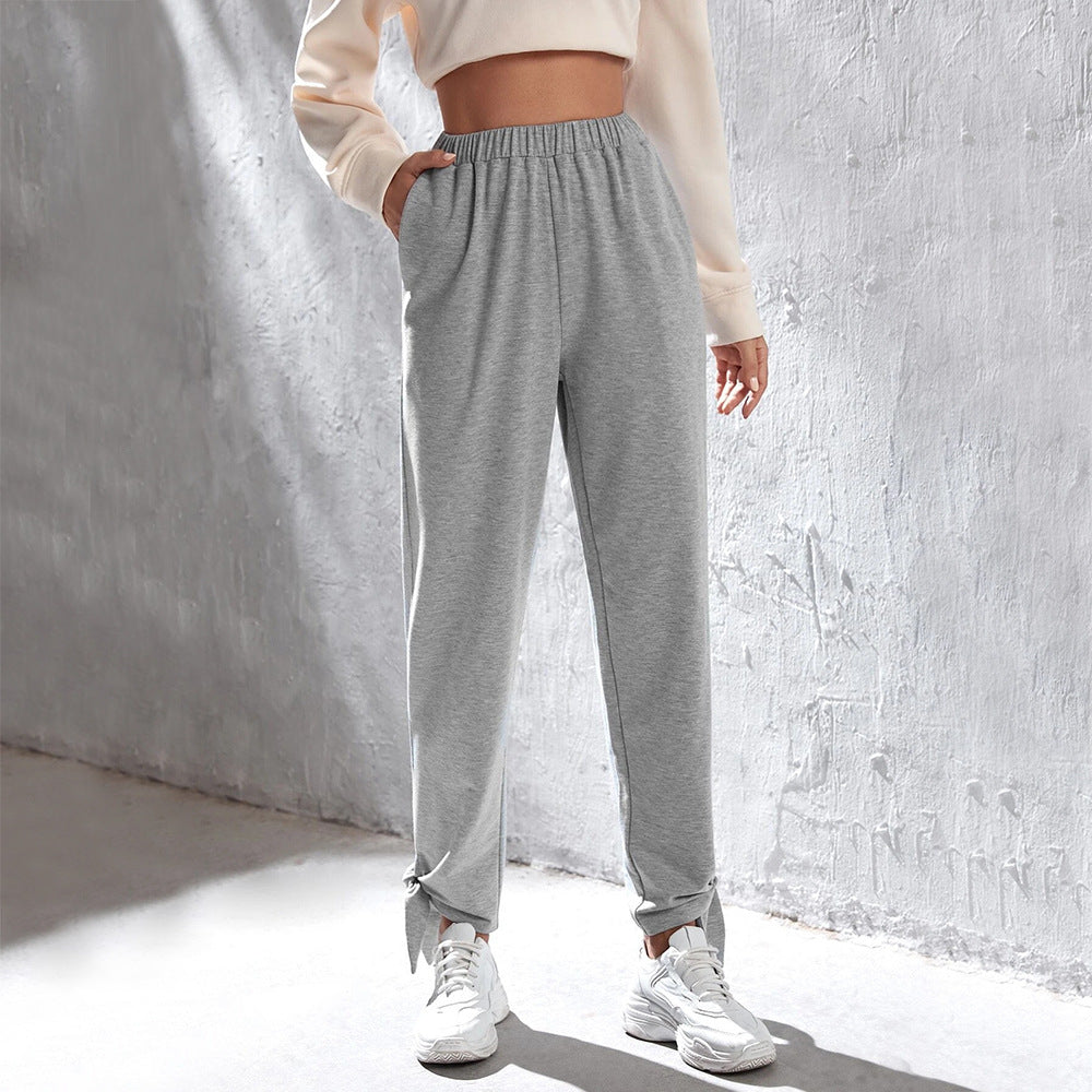 Damen lässige Jogginghose mit hohem Elastikbund seitlichen Eingrifftaschen und knöchelband Shop Nory