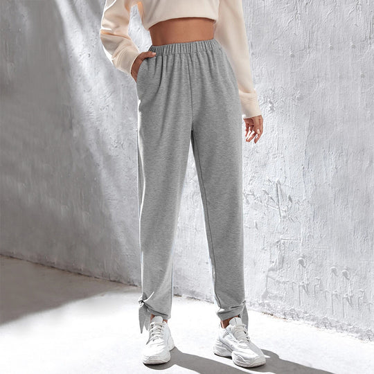 Damen lässige Jogginghose mit hohem Elastikbund seitlichen Eingrifftaschen und knöchelband Shop Nory