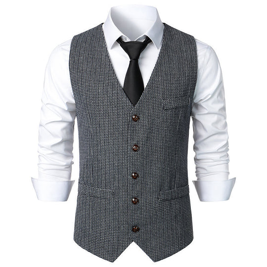 Herren Taillierte Strickweste mit V‑Ausschnitt und durchgehender Knopfleiste Shop Nory