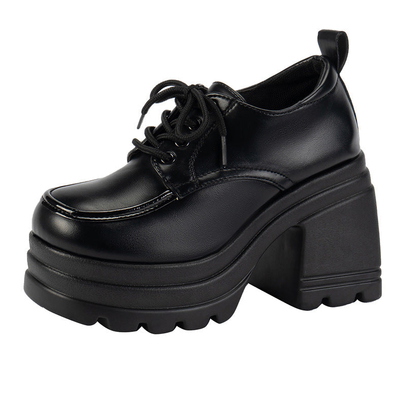 Damen Stiefeletten mit hohem Plateau und Schnürung