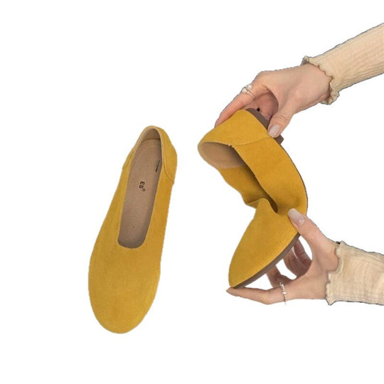Damen Minimalistische Wildleder-Ballerina-Slipper mit gepolstertem Komfortfußbett Shop Nory