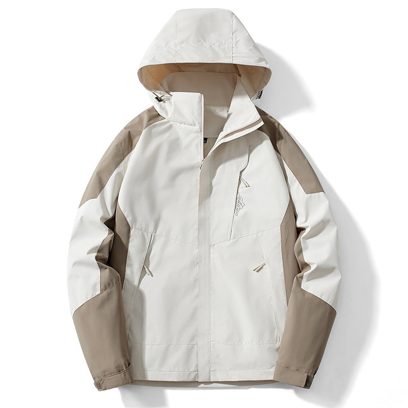 Herren Colorblock Softshell-Trekkerjacke mit Kapuze, verdeckten Reißverschlüssen und seitlichen Eingrifftaschen Shop Nory
