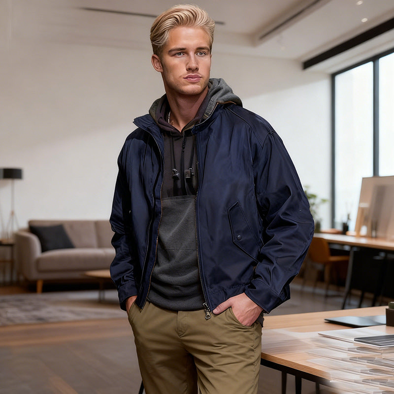 Herren Leichte Bomberjacke aus Nylon mit Reißverschluss, Pattentaschen und elastischen Bündchen Shop Nory