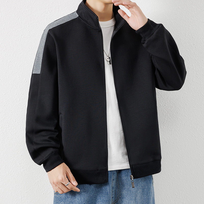 Herren Leichte Zip‑Trainingsjacke im Minimalstil mit Stehkragen und Kontrastpaspel Shop Nory